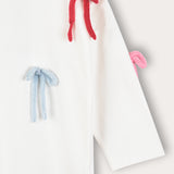 חולצת פסים עם פפיונים - שמנת