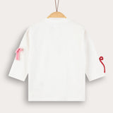 חולצת פסים עם פפיונים - שמנת