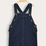 אוברול ג'ינס עם כתפיות - נייבי