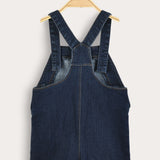 אוברול ג'ינס עם כתפיות - נייבי