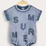 Baby wash overalls with inscription - blue