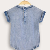 Baby wash overalls with inscription - blue