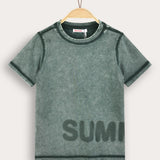 Washed shirt with inscription - green