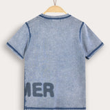 Washed shirt with inscription - blue