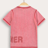 Washed shirt with inscription - purple