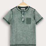 Washed shirt with pocket - green