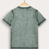 Washed shirt with pocket - green
