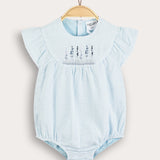 Baby overalls with embroidery - light blue