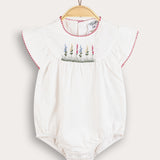 Baby overalls with embroidery - cream