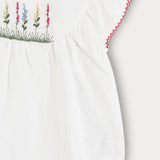 Baby overalls with embroidery - cream