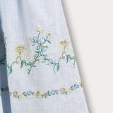 חצאית רקמה עם בטנה - תכלת