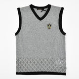 אפודת סריג עם רקמה - אפור