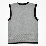 אפודת סריג עם רקמה - אפור