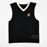 אפודת סריג עם רקמה - שחור