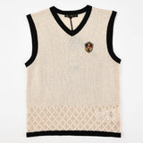 אפודת סריג עם רקמה - בז'