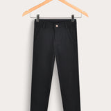 Long textured pants - black