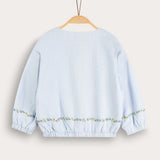 חולצת רקמה שרוולים נפוחים - תכלת