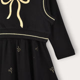 Metallic print robe with vest - black