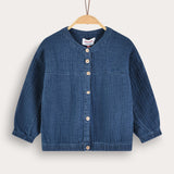 חולצת כפתורים עם צווארון סיני - כחול