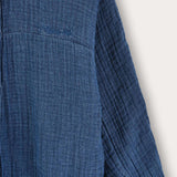 חולצת כפתורים עם צווארון סיני - כחול