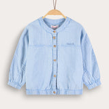 חולצת כפתורים עם צווארון סיני - תכלת