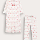 Girls' set: Paris nightgown and tights - red