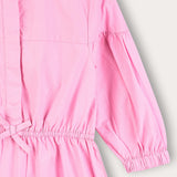 שמלת קומות עם כיווצים וסרט - ורוד