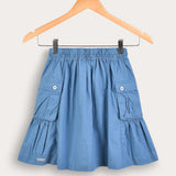 חצאית כיווצים עם כיסים - כחול