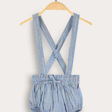 מכנסי סרבל עם כתפיות - כחול