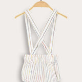 מכנסי סרבל עם כתפיות - לבן