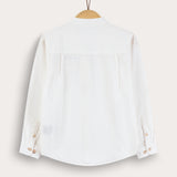 חולצת אריג מכופתרת - שמנת