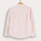 חולצת אריג מכופתרת - אפרסק