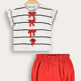 Baby set with bow ties - red