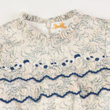 שמלת צ'ק פרחונית - כחול