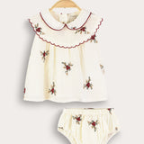 Baby set with embroidered collar - floral