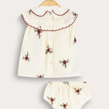 Baby set with embroidered collar - floral