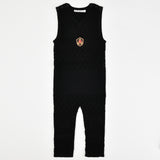 Knitted overalls with ticking - black