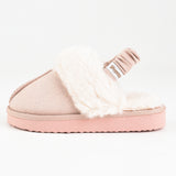 נעלי בית עם פרווה - ורוד