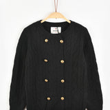 קרדיגן סריג צמות - שחור