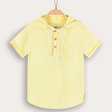 Hooded sweatshirt with buttons - yellow