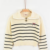 סוודר צווארון בשילוב רוכסן - שחור