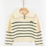 סוודר צווארון בשילוב רוכסן - ירוק