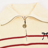 סוודר צווארון בשילוב רוכסן - אדום