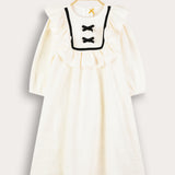 Lace dress with ribbons and muslin - cream/black