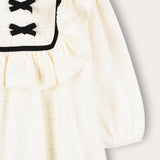 Lace dress with ribbons and muslin - cream/black