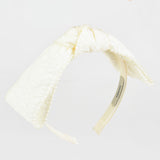 Crinkled Fabric Bow Tie - Beige