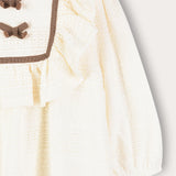 Lace dress with ribbons and muslin - cream/brown