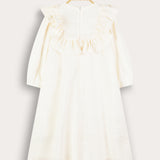 Lace dress with ribbons and muslin - cream/brown