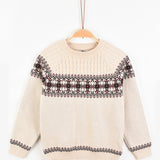 חולצת סריג בדוגמת צמות - שמנת