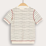 Striped shirt with embroidery - cream